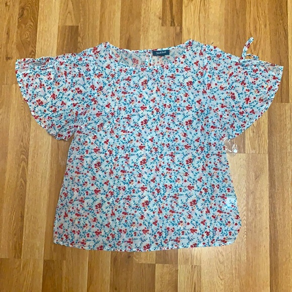 ModCloth Sheer Floral Tie Sleeve Blouse - Picture 4 of 11